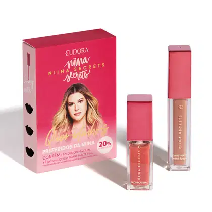 Imagem do produto Kit Queridinhos da Niina: Batom Líquido Matte 5ml + Gloss Crystal 7ml
