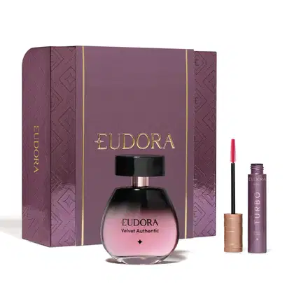 Conjunto Eudora com Desodorante Colônia Velvet Authentic 100ml + Máscara de Cílios Turbo Soul 10g