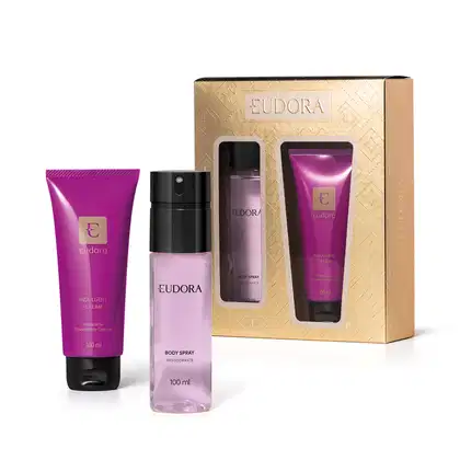 Imagem do produto Kit Presente Natal Eudora Roxinho: Creme Corporal 100g + Body Spray 100ml