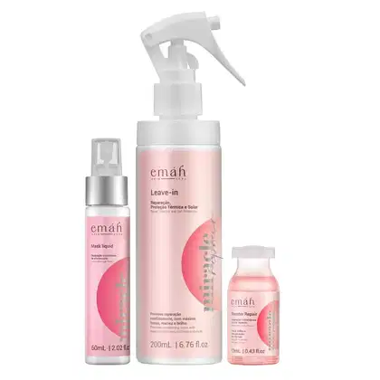 Kit Emáh Hair Care Miracle Repair Three, 3 produtos.