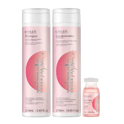 Kit Emáh Hair Care Miracle Repair Trio Boost, 3 produtos.