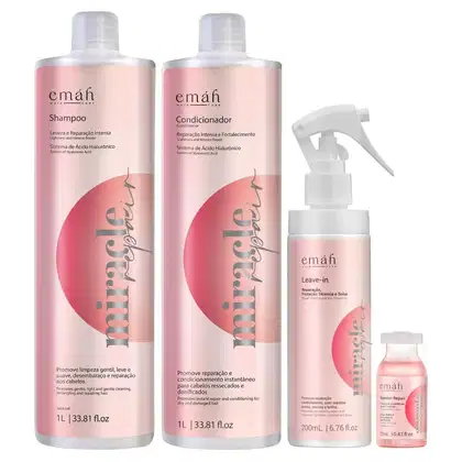 Kit Emáh Hair Care Miracle Repair Four Salon Essential, 4 produtos.