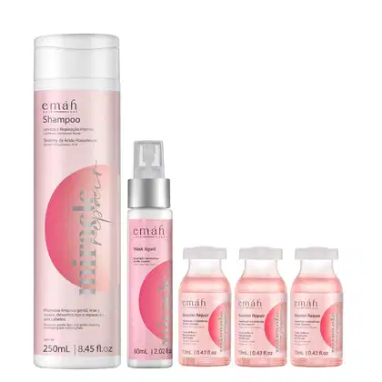 Kit Emáh Hair Care Miracle Repair Five Home Power, 5 produtos.