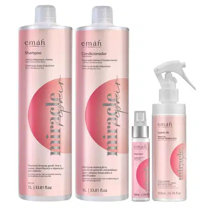 Kit Emáh Hair Care Miracle Repair Quarteto Salon Essential, 4 produtos.