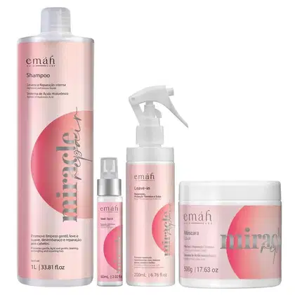 Kit Emáh Hair Care Miracle Repair Four Salon, 4 produtos.