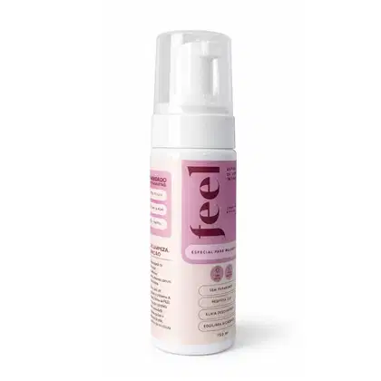 Imagem do produto Espuma de Limpeza Íntima Feel 150ml Respeita pH Ácido Lático Fórmula natural e vegana