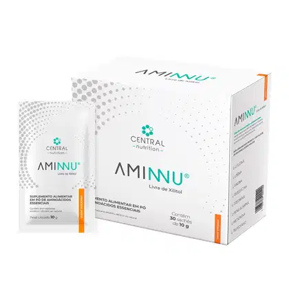 Imagem do produto Aminnu EAAs Sem Xilitol Sabor Tangerina 10g 30 Sachês Central Nutrition