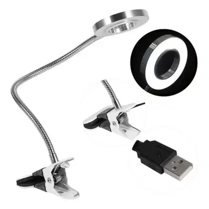 Imagem do produto DAFU - Luminária Led Articulada & Flexível Prata - 2 Níveis de Luz com Garra de Mesa USB