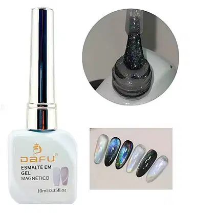Imagem do produto DAFU - Top Coat Magnético Prata Holográfico Efeito Olho Gato - Secar em Cabine Led/Uv - 10ml