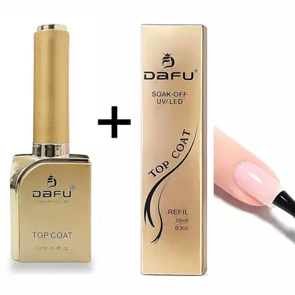 Imagem do produto DAFU - Kit Top Coat Luxo + Refil Sachê Finalizador Unha Alto Brilho Anti Risco Led/Uv Sem Hema & TPO
