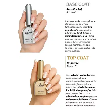 Imagem do produto DAFU - Kit Com Base Coat + Top Coat Alto Brilho Led/Uv para Alongamento de Unhas Sem Hema & TPO