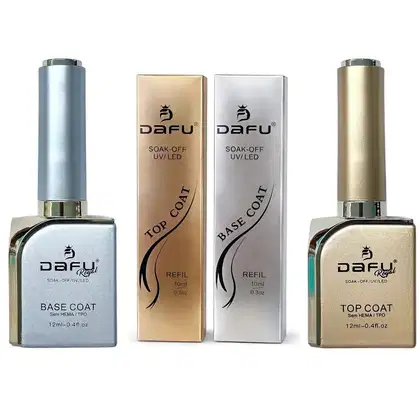 Imagem do produto DAFU - Kit Base Coat + Refil Base + Top Coat + Refil Top Coat Led/Uv Alongamento Unha Sem Hema & TPO