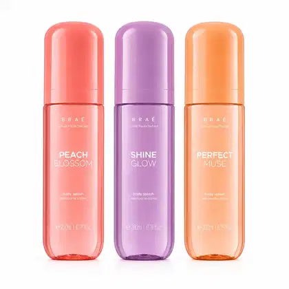 Imagem do produto Kit Trio Braé by Ana Paula Siebert Body Splash Shine Glow 200ml + Body Splash Perfect Muse 200ml + Peach Blossom 200ml
