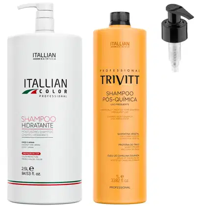 Imagem do produto KIT SHAMPOO HIDRATANTE 2,5 LTS E SHAMPOO PÓS QUÍMICA TRIVITT 1L