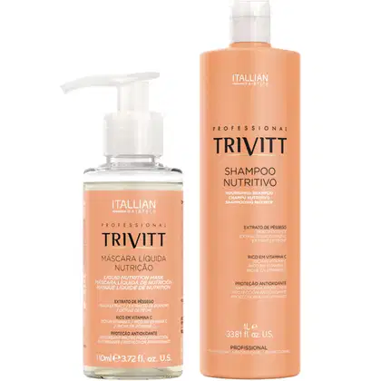 Imagem do produto Trivitt - Kit Máscara Liquida de Nutrição 110ml com Shampoo Nutritivo 1L Antifrizz, Anti-oxidante