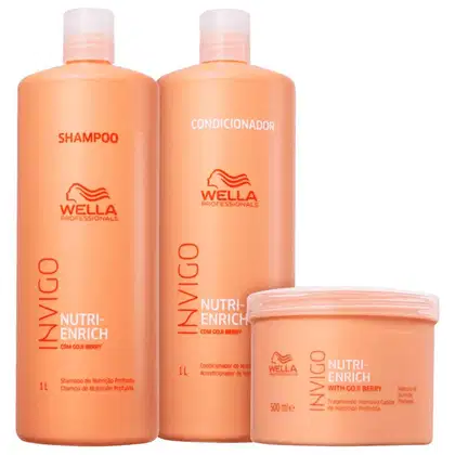 Kit Wella Professionals Invigo Nutri-Enrich Salão Tripla Ação, 3 produtos.
