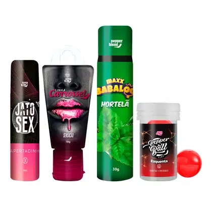 Imagem do produto Kit Bem-Estar a Dois Despertar Sensorial Gel Hortelã Beijáveis Sem Açúcar, Adstringente e Bolinha