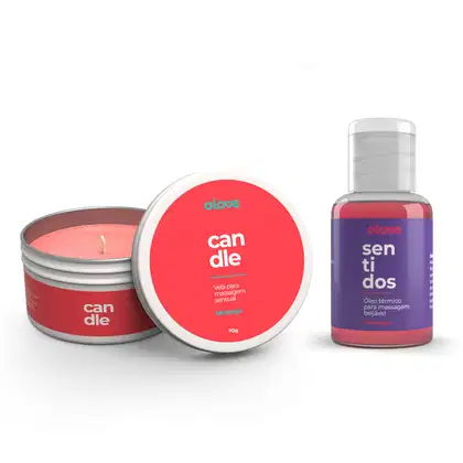 Imagem do produto Kit Olove Morango – Vela Beijável + Óleo Beijável Hot 30ml