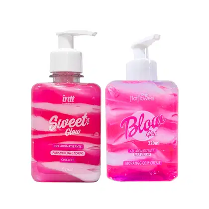 Imagem do produto Kit Blow Girl e Sweet Glow Hidratante Aveludado Região Pélvica Virilha Morango com Creme e Chiclete 320ml