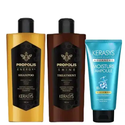 Imagem do produto Kerasys Kit Propolis Energy Shine Sh 180ml + Tratamento 180ml + Másc Advanced 10x Moisturr 300ml
