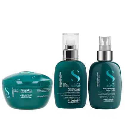 Imagem do produto Kit Alfaparf Semi Di Lino Reconstruction - Máscara Suave 200ml + Creme 125ml + Fluído 125ml