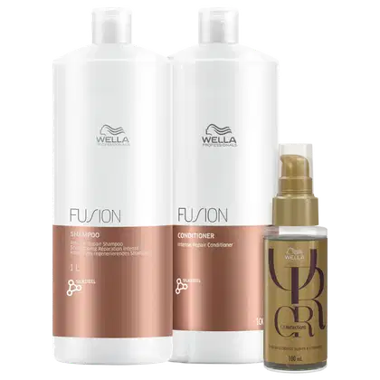 Kit Wella Professionals Fusion Oil Reflections Tripla Ação Shine, 3 produtos.