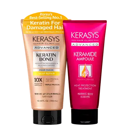 Kit Kerasys Advanced Keratin Bond Deep Repair + Keramide Ampoule, 2 produtos.