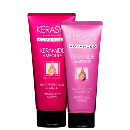 Kit Kerasys Keramide Ampoule Heat Protection + Damage Clinic, 2 produtos.