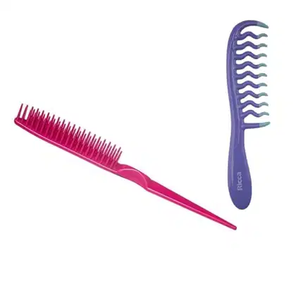 Imagem do produto Kit  Ricca - Pente Desembaraçante + Pente de Cabelos Cachos e Ondas Roxo