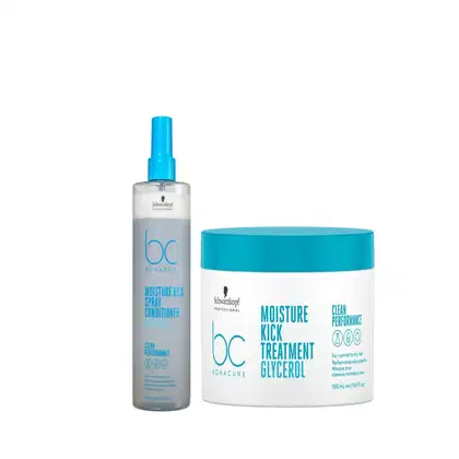 Kit Schwarzkopf Professional BC Moisture com leave-in e máscara capilar.