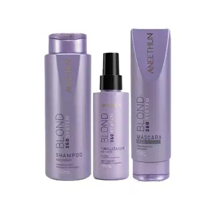 Imagem do produto Kit Aneethun Blond 360 - Shampoo Matizante 300ml + Máscara Cinza 250g + Finalizador 120ml