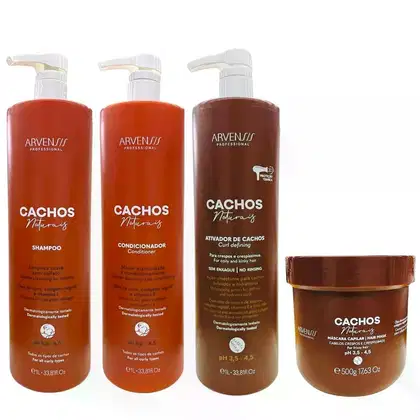 Imagem do produto Kit Arvensis Cachos Naturais - Shampoo 1L + Condicionador 1L + Ativador De Cachos Crespos 1L + Máscara Crespos 500g