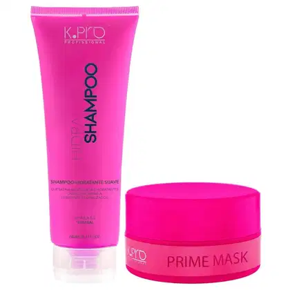 Kit com shampoo e máscara da linha Hidra, da marca K.Pro. 