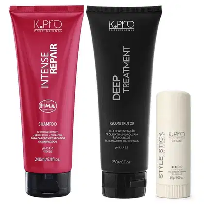 Imagem do produto Kit K.Pro Intense Repair - Shampoo 240ml + Reconstrutor 230g + Style Stick 30g