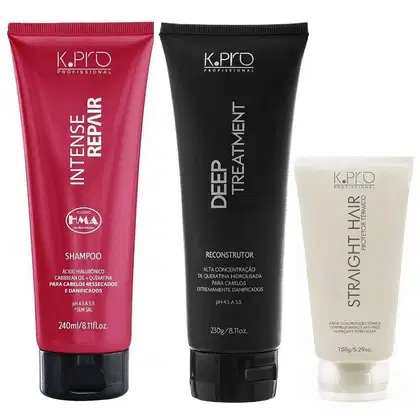 Imagem do produto Kit K.Pro Intense Repair - Shampoo 240ml + Reconstrutor 230g + Straight Hair 150ml