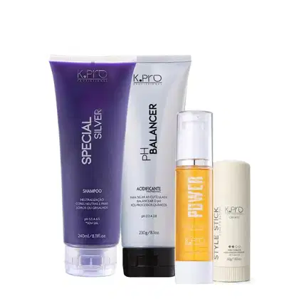 Imagem do produto Kit K.Pro - Special Silver Shampoo 240ml + pH Acidificante 230g + Power Five Oil 45ml + Style Stick 30g
