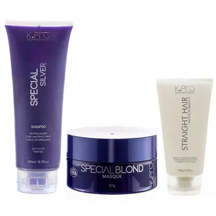 Imagem do produto Kit K.Pro Special Silver - Shampoo 240ml & Máscara 165g + Straight Hair 150ml