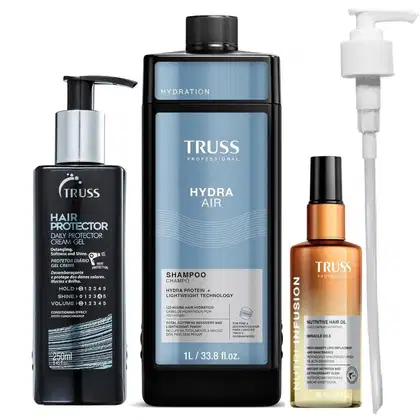 Imagem do produto Kit Truss Hydra Air - Shampoo 1L + Hair Protector 250ml + Nutri Infusion 60ml + Válvula Pump