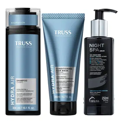 Imagem do produto Kit Truss Hydra Air - Shampoo 300ml + CondMask 200ml + Night SPA 250ml