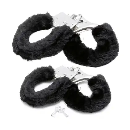Imagem do produto Kit com 2 Algemas em Metal com Pelúcia Preta Hand Cuffs