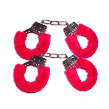Imagem do produto Kit com 2 Algemas em Metal com Pelúcia Vermelha Hand Cuffs