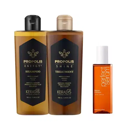 Imagem do produto Kerasys Kit Korean Trio Propolis Shine Sh180ml + Tratamento 180ml + Perfect Serum 30ml