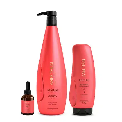 Imagem do produto Kit Aneethun Restore System - Shampoo 1L + Finalizador 250g + Booster Capilar 40ml