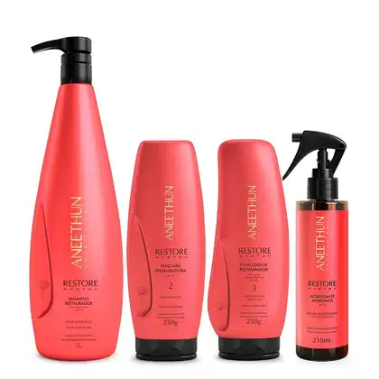 Imagem do produto Kit Aneethun Restore System - Shampoo 1L + Máscara 250g + Finalizador 250g + Acidificante 210ml
