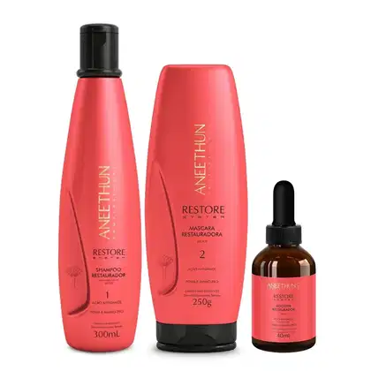 Imagem do produto Kit Aneethun Restore System - Shampoo 300ml + Máscara 250g + Booster Capilar 40ml
