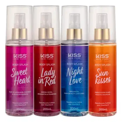 Imagem do produto Kit Kiss New York Body Splash 200ml Lady In Red + Night Love + Sun Kisses + Sweer Heart