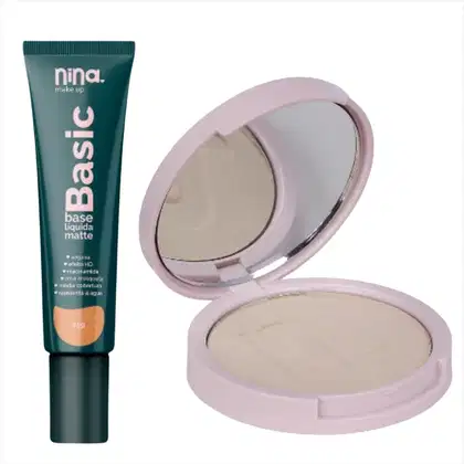 Imagem do produto Kit Nina Makeup Base Líquida Basic+Pó Compacto Instant Cor 1