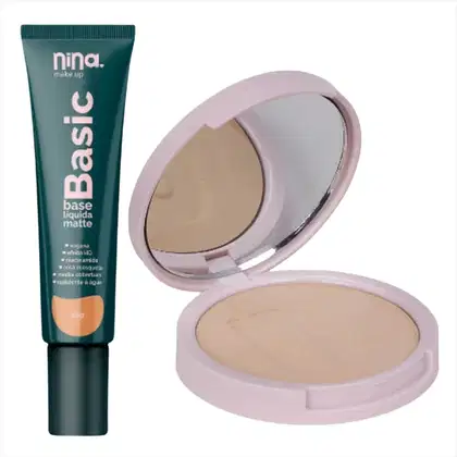 Imagem do produto Kit Nina Makeup Base Líquida Basic+Pó Compacto Instant Cor 3