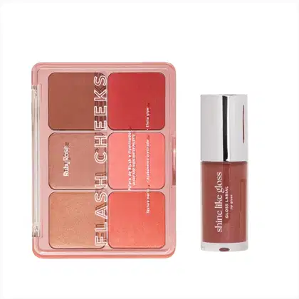 Imagem do produto Kit Ruby Rose Flash Cheeks + Gloss Shine Like Talking Shine