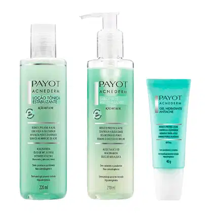 Imagem do produto Kit Payot Acnederm Sabonete Liquído + Loção Tônica + Gel Hidratante